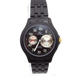 Cenere Chronograph Watch Mens Black Tone Stainless Steel Classic Black Dial